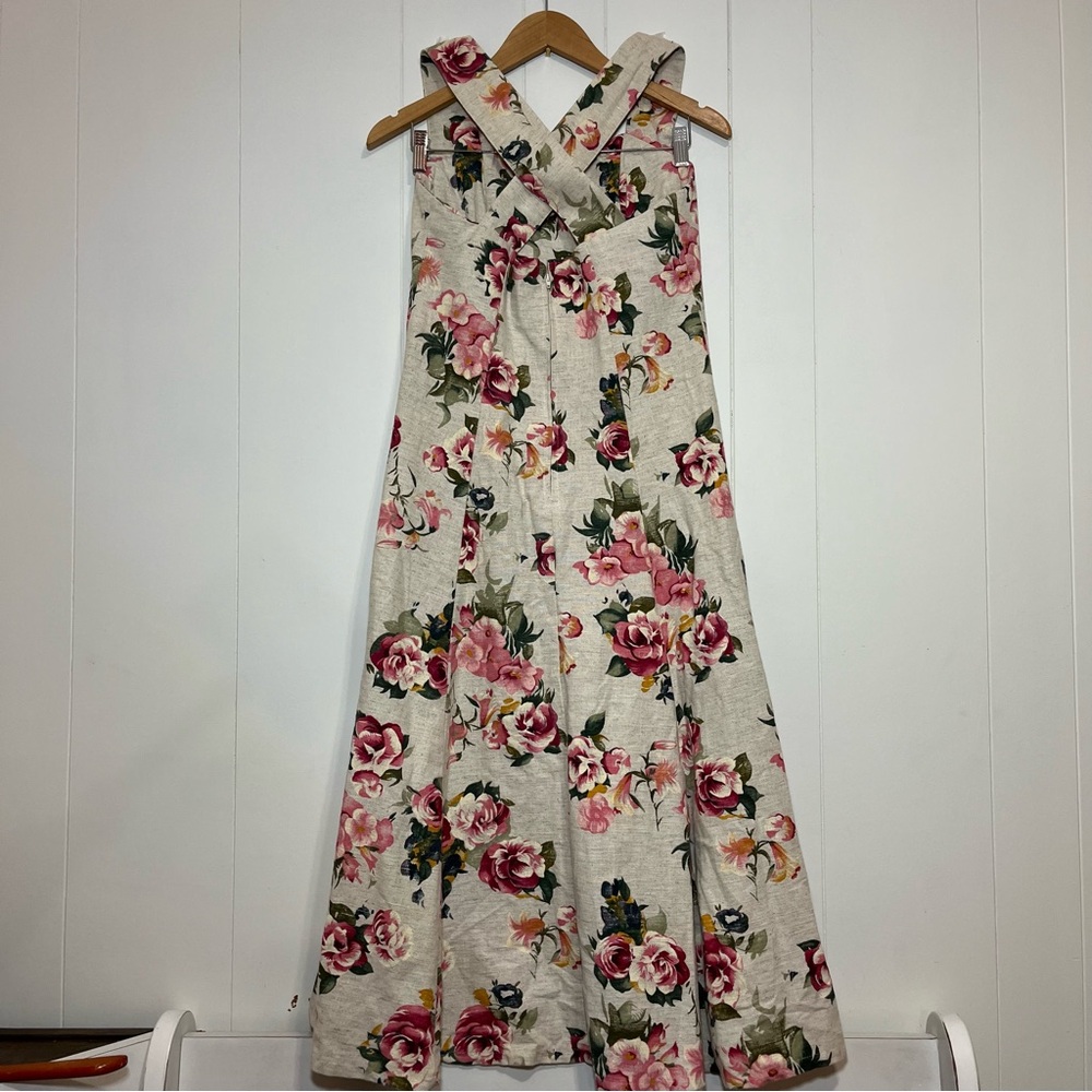 Vintage Linen Maxi Dress Daisy of California Floral XS/S Cottagecore USA Made - Picture 5 of 13